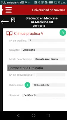 Universidad de Navarra - Notas android App screenshot 0